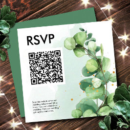Cartão De Informações Eucalipto simples código qr rsvp casamento verde