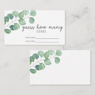 Cartão De Informações Eucalyptus - Adivinhe quantos jogos de azar