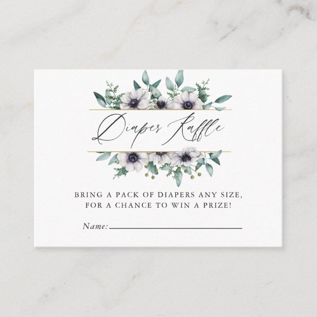 Cartão De Informações Eucalyptus Anemone Fralda Raffle (Frente)