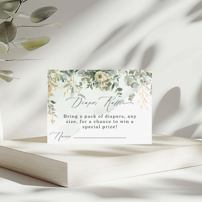 Cartão De Informações Eucalyptus Botanical Greenery Fralda Floral Raffle (Criador carregado)