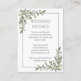 Cartão De Informações Eucalyptus Botanical Sage - Detalhes do Casamento