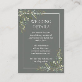 Cartão De Informações Eucalyptus Botanical Sage Green Wedding Details E