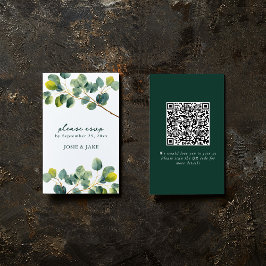 Cartão De Informações Eucalyptus branch qr code casamento rsvp