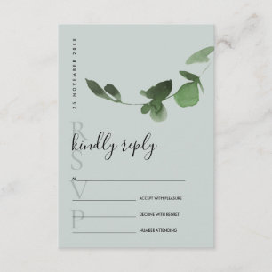 CARTÃO DE INFORMAÇÕES EUCALYPTUS CINZA GREEN WATERCOLOR WEDT RSVP