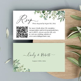 Cartão De Informações Eucalyptus deixa código QR do site RSVP Casado