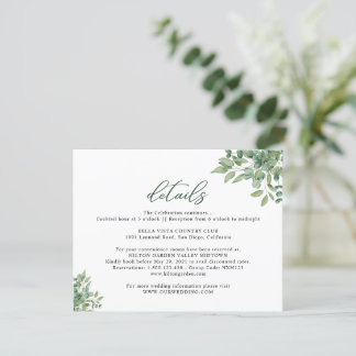 Cartão De Informações Eucalyptus deixa o casamento