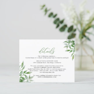Cartão De Informações Eucalyptus deixa o casamento