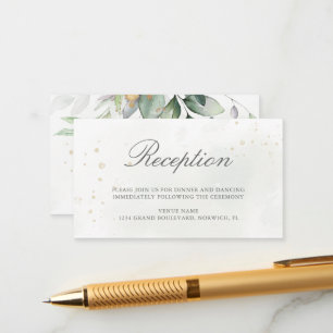 Cartão De Informações Eucalyptus deixa Recepção de casamento verde