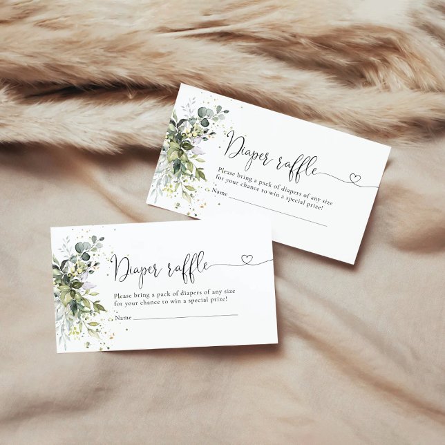 Cartão De Informações Eucalyptus Floral Greenery Fralda Raffle (Criador carregado)
