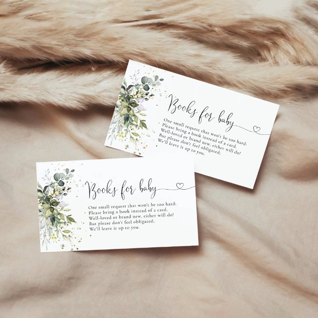 Cartão De Informações Eucalyptus Floral Greenery Livros Para Bebê (Criador carregado)