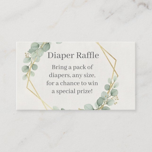 Cartão De Informações Eucalyptus Gold Diaper Raffle Insert Card | Boho (Frente)