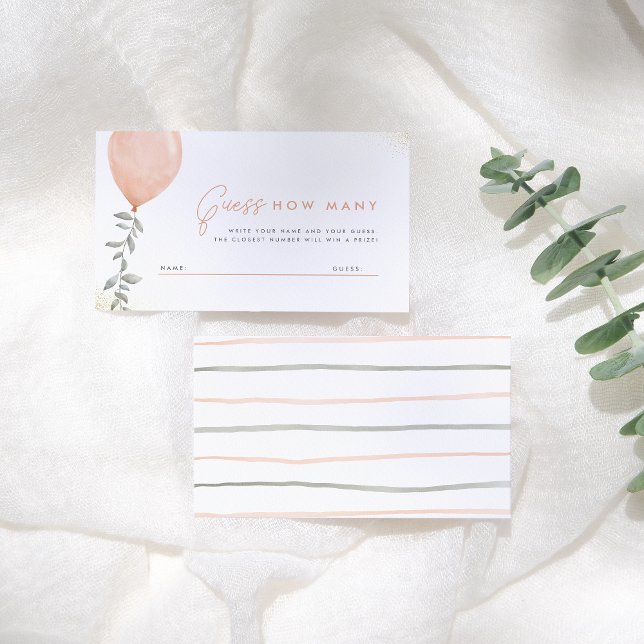 Cartão De Informações Eucalyptus Greenery Balloon Adivinha Quantos (Criador carregado)