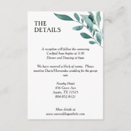 Cartão De Informações Eucalyptus Greenery Frame Verde Azul Preto