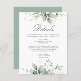 Cartão De Informações Eucalyptus Greenery Succulent Wedding