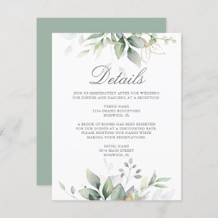 Cartão De Informações Eucalyptus Greenery Succulent Wedding