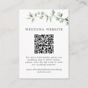 Cartão De Informações Eucalyptus Modern Ampersand Wedding Site QR