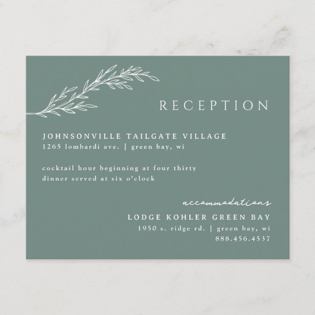 Cartão De Informações Eucalyptus Modern Stenciled Botânico Detalhes (Frente)