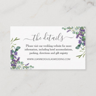 Cartão De Informações Eucalyptus Purple Lavanda Flowers Detalhes De Casa