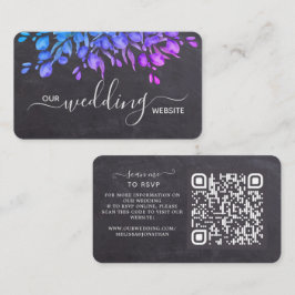 Cartão De Informações Eucalyptus Rustic Slate Weding QR Code RSVP