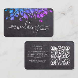 Cartão De Informações Eucalyptus Rustic Slate Weding QR Code RSVP