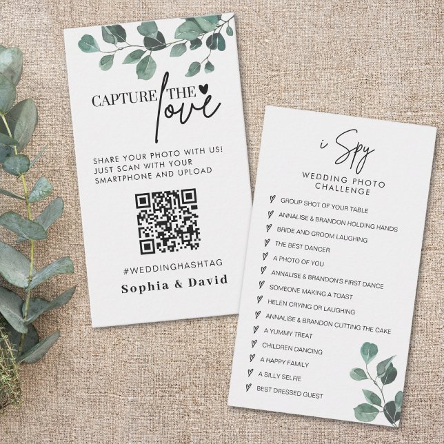 Cartão De Informações Eucalyptus Wedture O Love QR Code (Criador carregado)