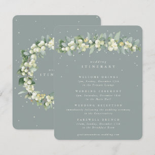 Cartão De Informações Eventos de Casamento Verde de Snowberry+Eucalyptus