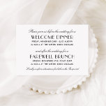 Cartão De Informações Eventos de Fim de Semana de Casamento de Deco de A<br><div class="desc">O cartão de estilo Vintage convida os convidados para um Janto de boas-vindas antes do casamento e um Brunch de Farewell na manhã seguinte ao casamento. Esta placa de gabinete para convidados fora da cidade apresenta fontes elegantes e glamourosas do estilo de deco de arte, um esquema clássico de cores...</div>