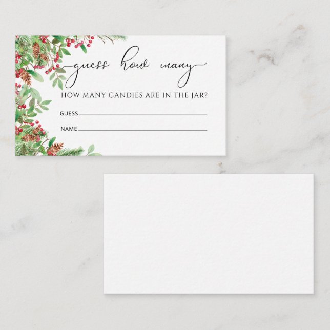 Cartão De Informações Evergreen Adivinha Quantas Placas De Compartimento (Frente/Verso)