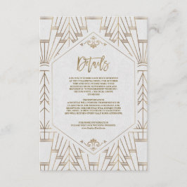 Cartão De Informações Excelente Dourado Real Gatsby Wedding