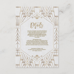 Cartão De Informações Excelente Dourado Real Gatsby Wedding