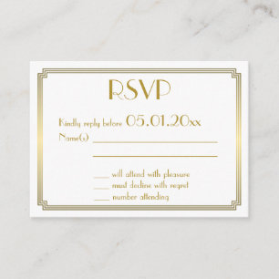 Cartão De Informações Excelente Pequeno Gatsby Art Deco White Wedding RS