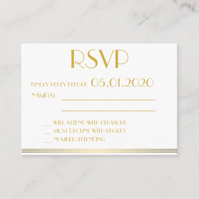 Cartão De Informações Excelente preto minúsculo Gatsby Wedding RSVP (Frente)