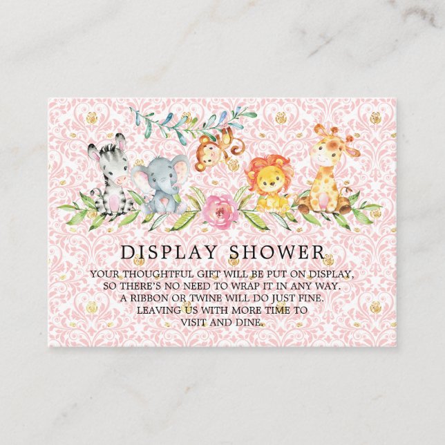 Cartão De Informações Exibição de Presente para Chás de fraldas Safari D (Frente)