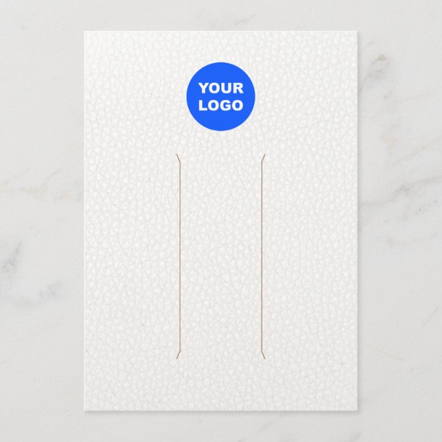 Cartão De Informações Exibição do clipe de couro branco de couro branco  (Frente)