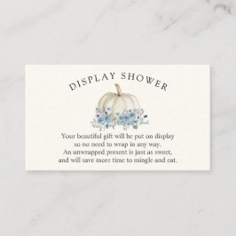 Cartão De Informações Exposição de Chá de Bebê de Abóbora Branca e Azul