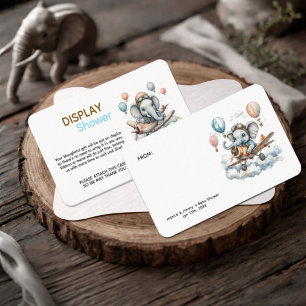 Cartão De Informações Exposição de Chuvada de Bebê Elefante Aviador Chuv