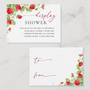 Cartão De Informações Exposição de chuveiro de bebê de morango em aquare