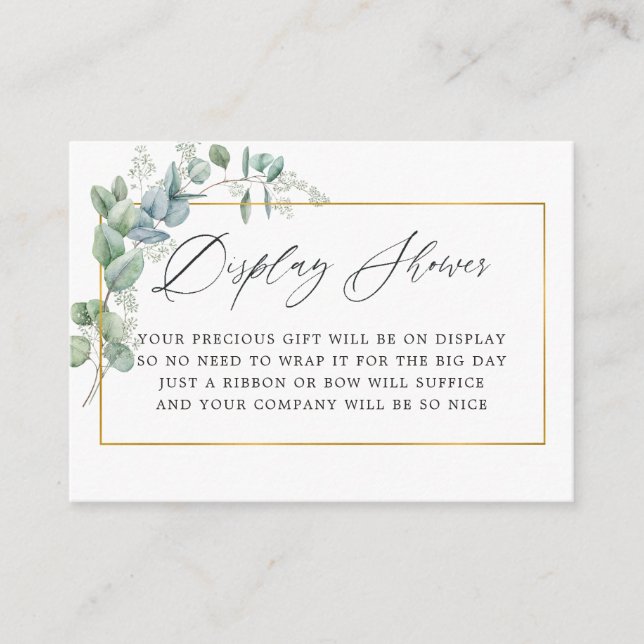 Cartão De Informações Exposição de Chuveiro de Noiva com Eucalipto Geomé (Frente)