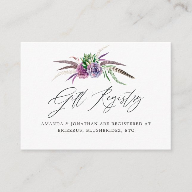 Cartão De Informações Exposição de Chuveiro de Noiva de Suculentas Místi (Frente)