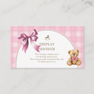 Cartão De Informações Exposição de Chuveiro de Urso Teddy Preppy Xadrez