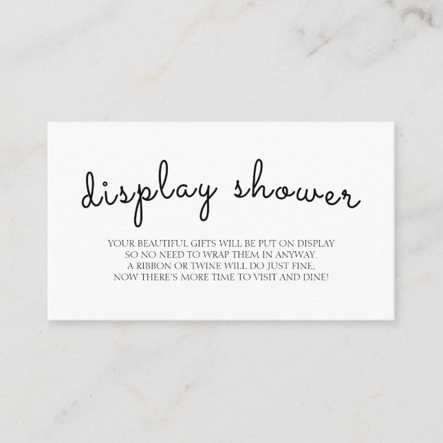 Cartão De Informações Exposição de Chuveiro Enclosure Preto Branco Bebê (Frente)