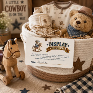 Cartão De Informações Exposição de Ursinho de Pelúcia Cowboy Chá de Bebê