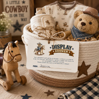 Cartão De Informações Exposição de Ursinho de Pelúcia Cowboy Chá de Bebê