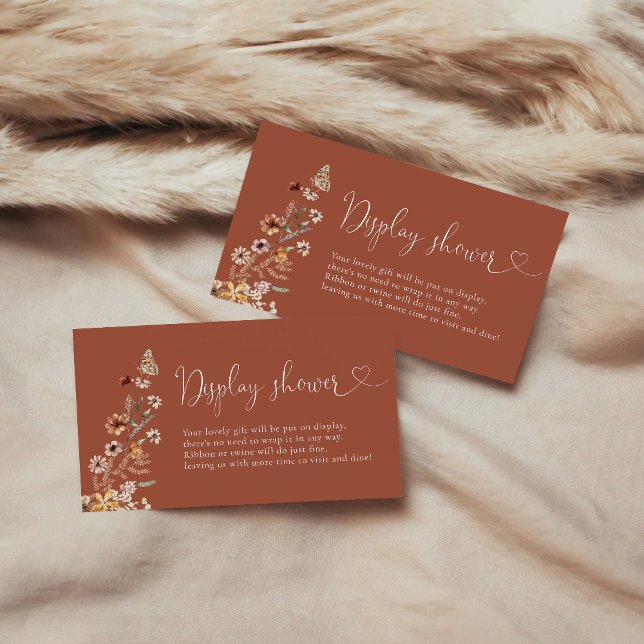 Cartão De Informações Exposição do Chá de Bebê Terracotta Tiny Wildflowe (Criador carregado)