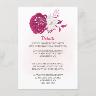 Cartão De Informações fabuloso fuchsia e floral branco