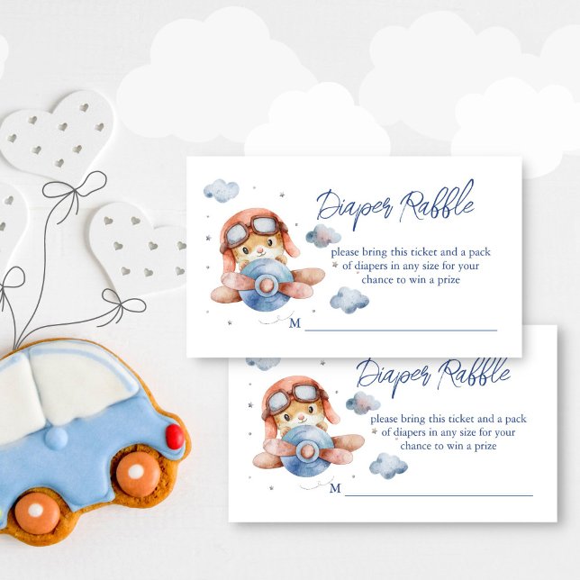 Cartão De Informações Faca de fralda de avião piloto (Little pilot airplane baby shower diaper raffle enclosure card raffle tickets)