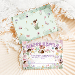 Cartão De Informações Fada Rosa Bebê Chá Flor Fralda Raffle