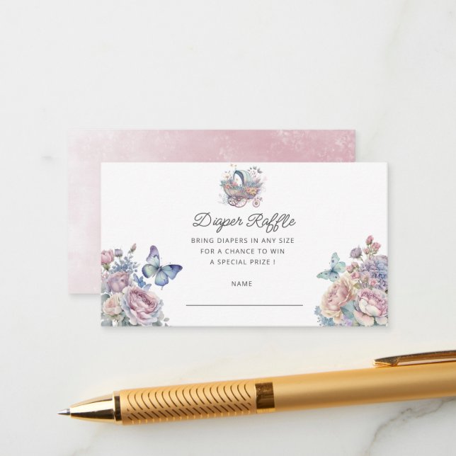 Cartão De Informações Fairy Baby Stroller Fralda Raffle Ticket (Frente/Verso In Situ)