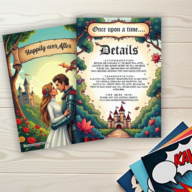 Cartão De Informações Fairytale Once Upon A Time Castle Woodland Wedding (Criador carregado)