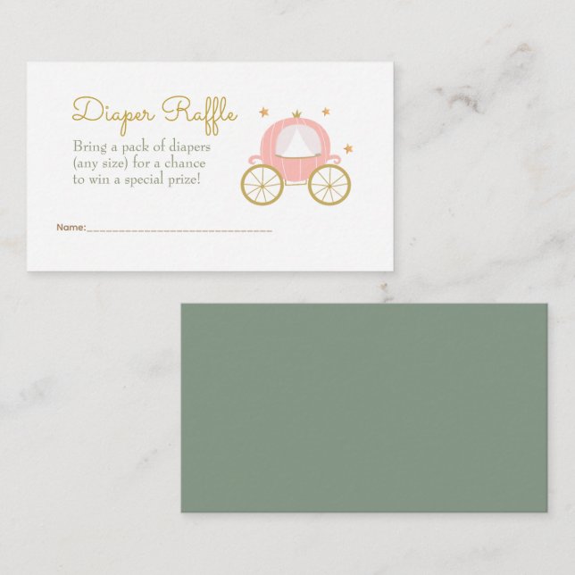 Cartão De Informações Fairytale Princesa Dragão Fralda Raffle Enclosure (Frente/Verso)